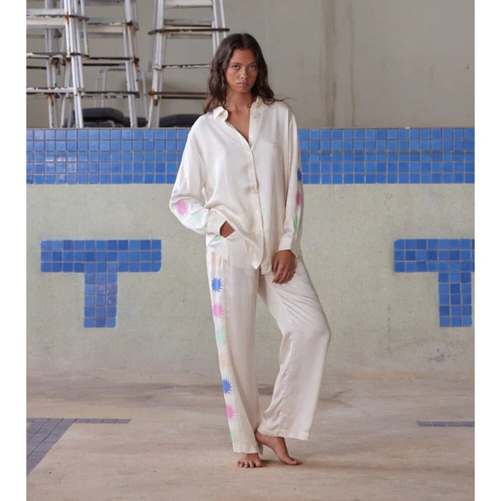 NWT Women's Pippa Moxy Pant in Ecru Sun Motif Sz Medium